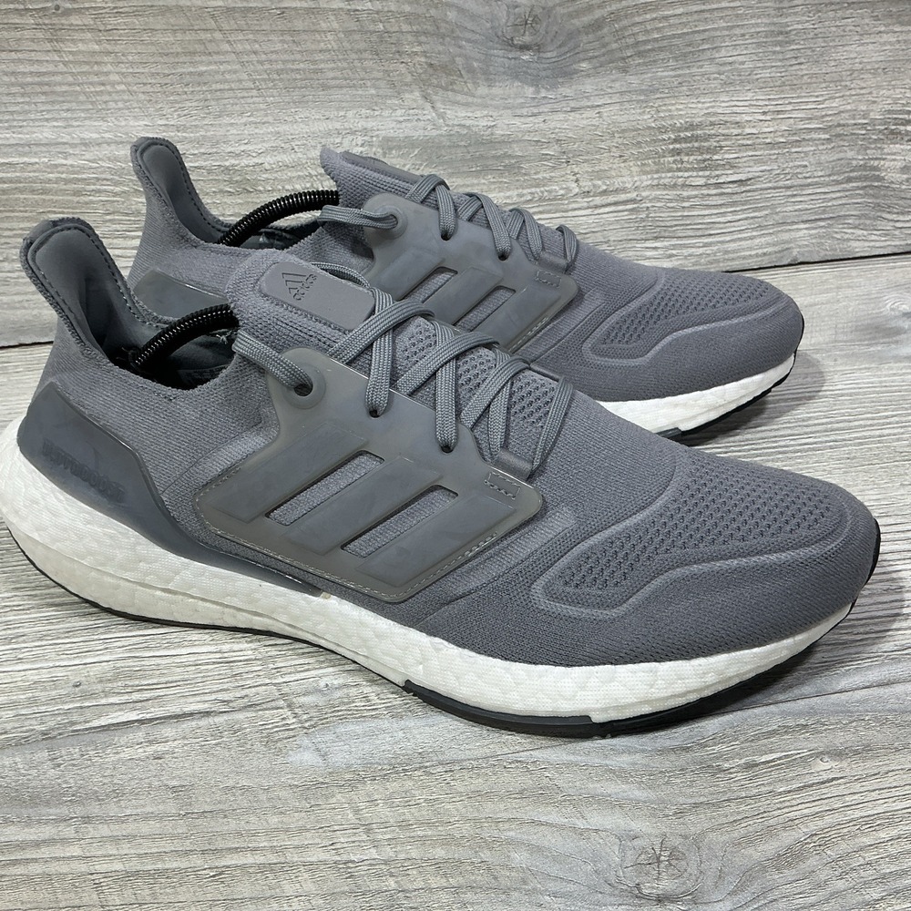 Adidas Ultraboost 21 Shoes Mens Size 11.5 Gray White Primeblue Running GX5460